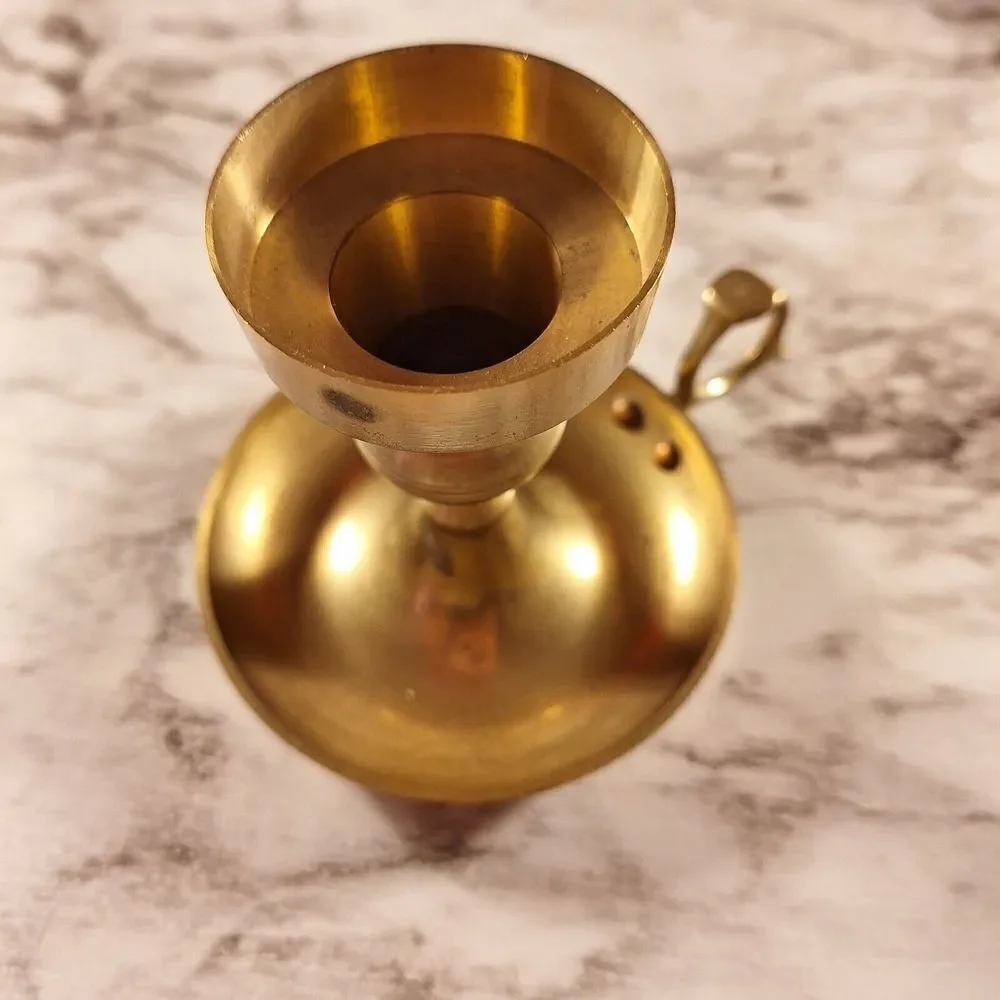 Vintage Mid 20th Century Brass‎ Candle Holder 3.5